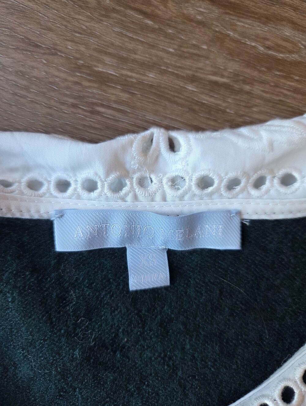 Antonio Melani Wool Blend Sweater Cardigan White Embroidered Peter Pan Collar - Picture 5 of 13
